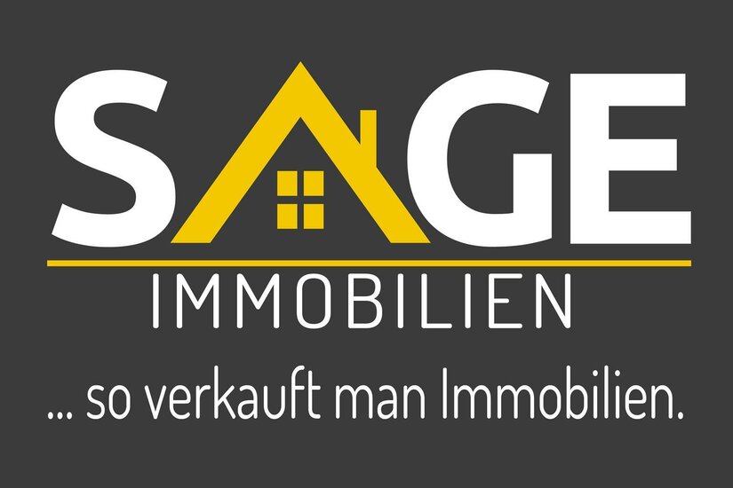 Ein modernes Logo für eine Immobilienfirma namens SAGE. Der Slogan „... so verkauft man Immobilien.“ unterstreicht die Expertise des Unternehmens.