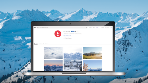 [Translate to EN:] Bild eines Mockups von einem Laptop mit dem Kitzbühel Tourismus Unsplash Profil