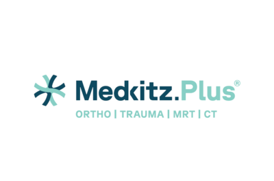 Logo von Medkitz.Plus mit einem stilisierten Sternsymbol und medizinischen Fachbereichen.