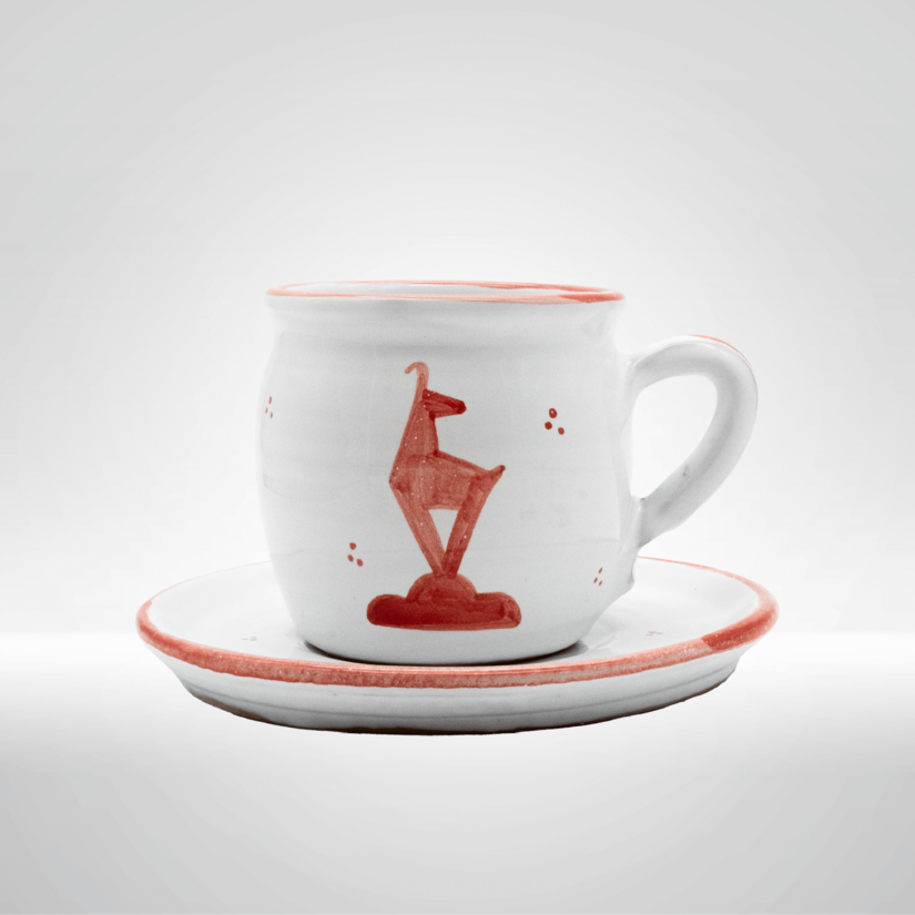 Kitzshop Keramik Tasse mit Untertasse rot