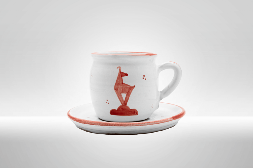 Kitzshop Keramik Tasse mit Untertasse rot