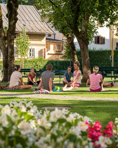 Yoga in the park in Kitzbühel