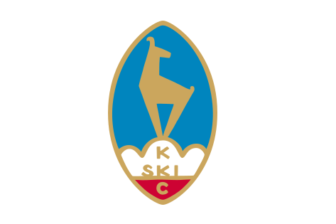Ein stilisiertes Wappen mit einem goldenen Tier auf einem blauen Hintergrund. Darunter steht "SKI C" in roter Schrift.