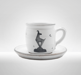 Keramiktasse mit Untertasse