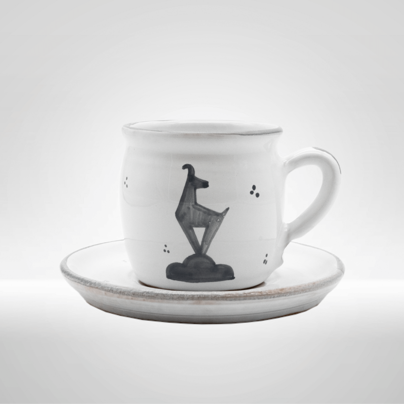 Kitzshop Keramik Tasse mit Untertasse grau