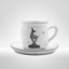 Kitzshop Keramik Tasse mit Untertasse grau