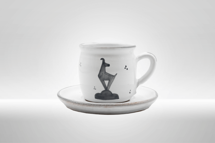 Kitzshop Keramik Tasse mit Untertasse grau